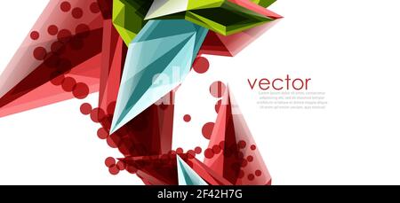 Color glass crystals on white background, geometric abstract composition with glass gemstones and copyspace, background template. Vector color glass crystals on white background, geometric abstract composition with glass gemstones and copyspace, background template Stock Vector