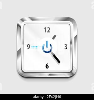 Power button technology logo, digital art techno concept, on off icon and time clock design. Vector power button technology logo, digital art techno concept, on off icon and time clock design Stock Vector