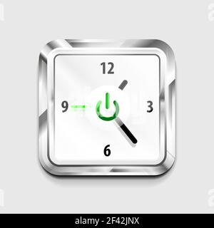 Power button technology logo, digital art techno concept, on off icon and time clock design. Vector power button technology logo, digital art techno concept, on off icon and time clock design Stock Vector