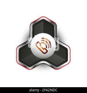 Old fashioned phone button, call center support icon. Old fashioned phone button, call center support icon, vector illustration Stock Vector