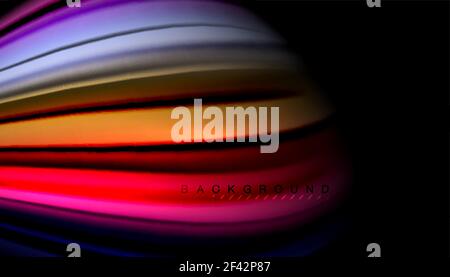 Abstract wave lines fluid color stripes. Abstract wave lines fluid color stripes on black background. Vector artistic illustration for presentation, app wallpaper, banner or poster Stock Vector