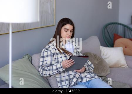 woman doing shopping online on website Stock Photo