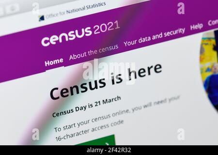 Computer screen close up of the UK Census 2021 Stock Photo