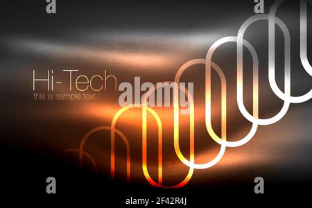 Glowing ellipses dark background, waves and swirl, neon light effect, shiny vector magic effects. Glowing ellipses dark background, waves and swirl, neon light effect, shiny magic effects. Vector illustration Stock Vector