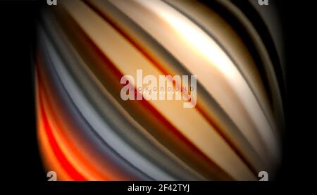 Fluid wavy multicolored lines on black. Fluid wavy multicolored lines on black, vector background, dynamic motion pattern Stock Vector