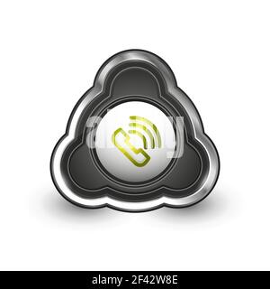 Old fashioned phone button, call center support icon. Old fashioned phone button, call center support icon, vector illustration Stock Vector