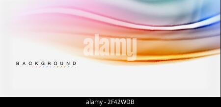 Blurred fluid colors background, abstract waves lines, vector illustration. Blurred fluid colors background, abstract waves lines, mixing colours with light effects on light backdrop. Vector artistic illustration for presentation, app wallpaper, banner or posters Stock Vector