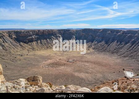 Meteor Crater Natural Monument in the Arizona Rocky Plain Stock Photo