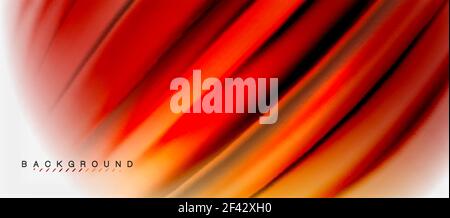 Blurred fluid colors background, abstract waves lines, vector illustration. Blurred red and orange fluid colors background, abstract waves lines, mixing colours with light effects on light backdrop. Vector artistic illustration for presentation, app wallpaper, banner or posters Stock Vector