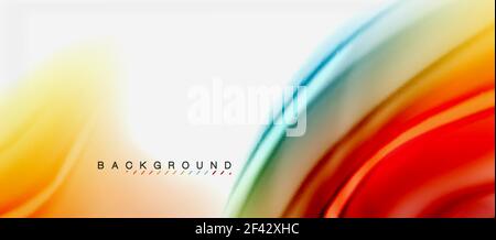 Blurred fluid colors background, abstract waves lines, vector illustration. Blurred fluid colors background, abstract waves lines, mixing colours with light effects on light backdrop. Vector artistic illustration for presentation, app wallpaper, banner or posters Stock Vector