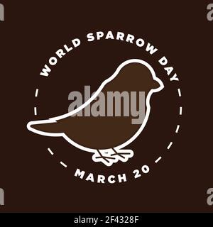 World sparrow day 20 March poster, bird logo symbol sticker banner, vector Stock Vector