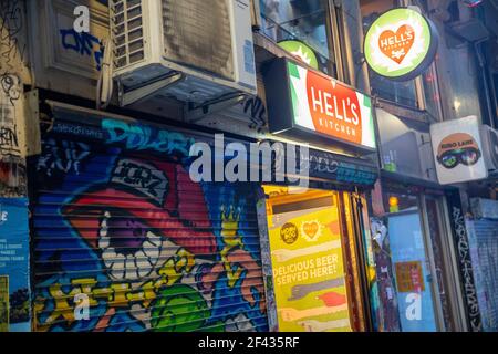 Melbourne laneways,Centre Place in Melbourne city centre with street art ,Victoria,Australia Stock Photo