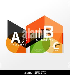 Geometric infographic banner, paper info diagram created with color shapes. Geometric infographic banner, paper info a b c option diagram created with color shapes. Vector illustration Stock Vector