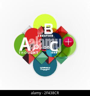 Abstract geometric option infographic banners, a b c steps process. Abstract geometric option infographic banners, a b c steps process. Vector illustration Stock Vector