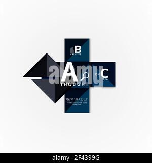Abstract geometric option infographic banners, a b c steps process. Abstract geometric option infographic banners, a b c steps process. Vector illustration Stock Vector