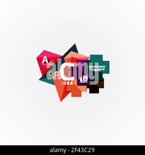Abstract geometric option infographic banners, a b c steps process. Abstract geometric option infographic banners, a b c steps process. Vector illustration Stock Vector