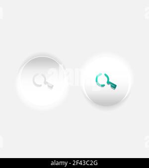 Search magnifyier web button, magnify icon. Modern magnifying glass sign, web site design or mobile app. Search magnifyier web button, magnify icon. Modern magnifying glass sign, web site design or mobile app. Vector illustration Stock Vector