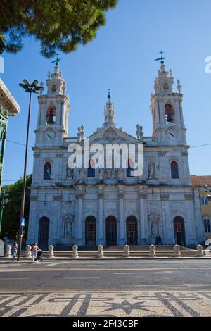 The Basilica da Estrela, the historical neoclassical church located in the centre of Lisbon, Portugal. Stock Photo