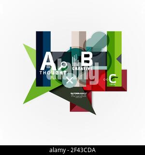 Abstract geometric option infographic banners, a b c steps process. Abstract geometric option infographic banners, a b c steps process. Vector illustration Stock Vector