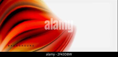 Blurred fluid colors background, abstract waves lines, vector illustration. Blurred red and orange fluid colors background, abstract waves lines, mixing colours with light effects on light backdrop. Vector artistic illustration for presentation, app wallpaper, banner or posters Stock Vector
