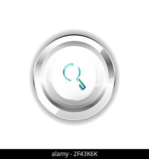Search magnifyier web button, magnify icon. Modern magnifying glass sign, web site design or mobile app. Search magnifyier web button, magnify icon. Modern magnifying glass sign, web site design or mobile app. Vector illustration Stock Vector