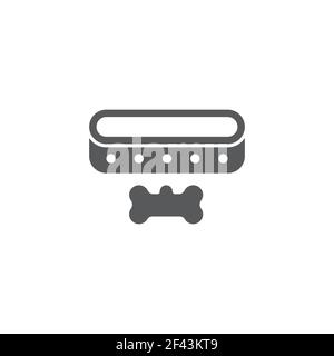 Black line Collar with name tag icon isolated on white background. Simple supplies for domestic animal. Cat and dog care. Pet chains. Vector Stock Vector
