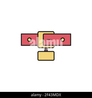 Black line Collar with name tag icon isolated on white background. Simple supplies for domestic animal. Cat and dog care. Pet chains. Vector Stock Vector