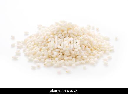 Japanese glutinous rice placed on a white background Stock Photo