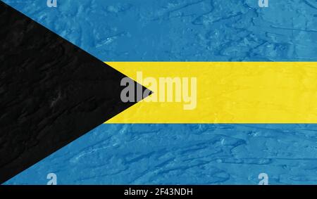 Bahamas flag with waving grunge texture. Vector background. Stock Vector