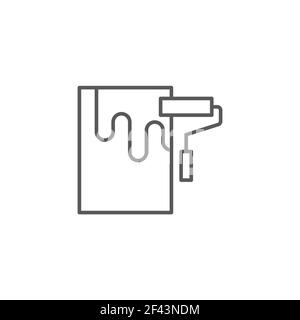 wall painting line icon linear style sign for mobile concept and web design paint roller and wall Stock Vector
