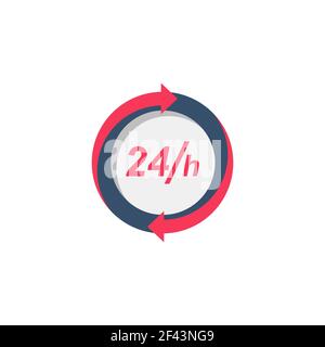 24 hours clock sign vector isolated on white background Stock Vector