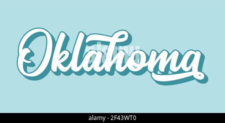 Hand sketched OKLAHOMA text. 3D vintage, retro lettering for poster, sticker, flyer, header, card, clothing, wear Stock Vector