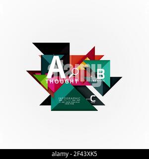 Abstract geometric option infographic banners, a b c steps process. Abstract geometric option infographic banners, a b c steps process. Vector illustration Stock Vector