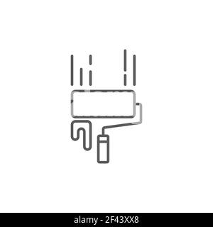 wall painting line icon linear style sign for mobile concept and web design paint roller and wall Stock Vector