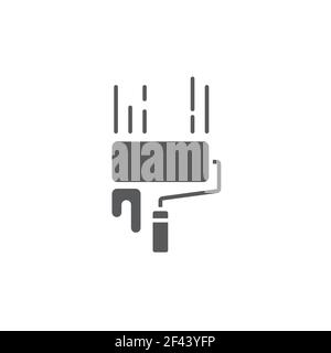 wall painting line icon linear style sign for mobile concept and web design paint roller and wall Stock Vector
