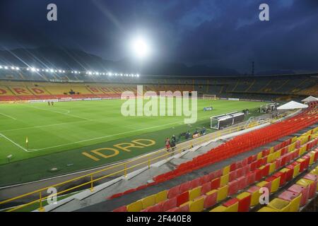 Bogota, Colombia, March 18, 2021: El Campin Stadium in the city of Bogota unoccupied before the match for the first leg as part of the 2021 CONMEBOL South American Cup between La Equidad FC and Deportivo Pasto de Colombia Credit: Daniel Garzon Herazo/ZUMA Wire/Alamy Live News Stock Photo