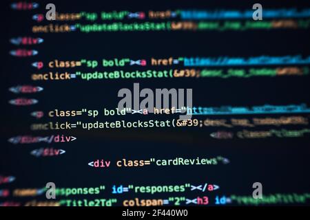 Programming code abstract background of software developer. Stock Photo