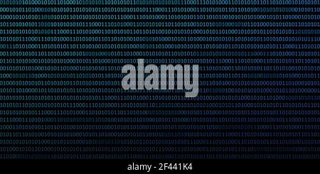 Dark Blue Digital binary code Matrix background, data and streaming binary code abstract. with digits 1 and 0. Panorama abstract Stock Photo