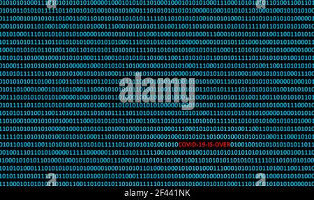 Covid-19 is over text in binary code abstract background Stock Photo