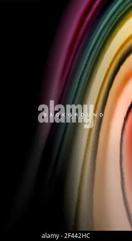 Abstract wave lines fluid rainbow style color stripes on black background. Abstract wave lines fluid rainbow style color stripes on black background. Vector artistic illustration for presentation, app wallpaper, banner or poster Stock Vector