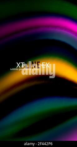 Fluid rainbow colors on black background, vector wave lines and swirls. Fluid rainbow colors on black background, vector wave lines and swirls, artistic illustration for presentation, app wallpaper, banner or poster Stock Vector