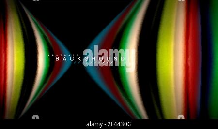 Abstract wave lines fluid rainbow style color stripes on black background. Artistic illustration for presentation, app wallpaper, banner or poster. Abstract wave lines fluid rainbow style color stripes on black background. Vector artistic illustration for presentation, app wallpaper, banner or poster Stock Vector