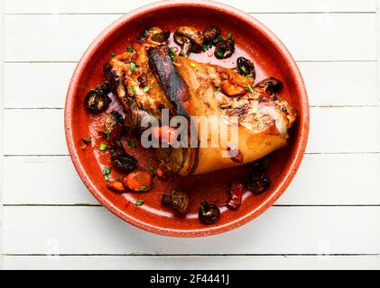 German cuisine meat dish of pork leg and pork knuckle. Stock Photo