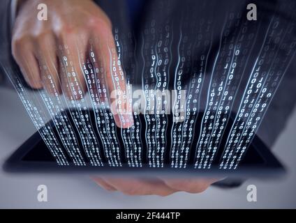 Composition of binary coding over man using tablet