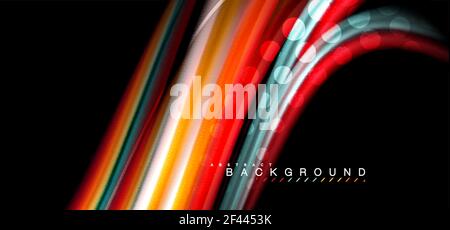 Multicolored wave lines on black background design. Multicolored wave lines on black background vector design Stock Vector