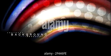 Multicolored wave lines on black background design. Multicolored wave lines on black background vector design Stock Vector