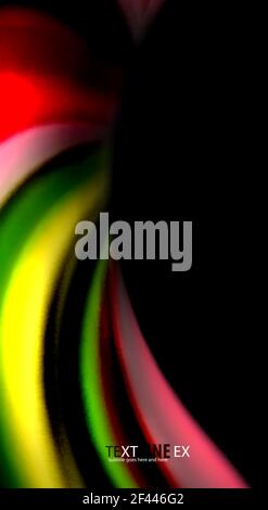 Abstract wave lines fluid rainbow style color stripes on black background. Artistic illustration for presentation, app wallpaper, banner or poster. Abstract wave lines fluid rainbow style color stripes on black background. Vector artistic illustration for presentation, app wallpaper, banner or poster Stock Vector