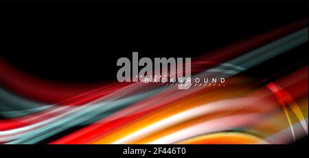 Multicolored wave lines on black background design. Multicolored wave lines on black background vector design Stock Vector