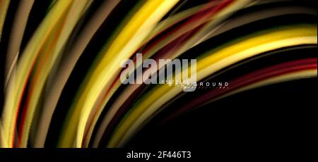 Multicolored wave lines on black background design. Multicolored wave lines on black background vector design Stock Vector