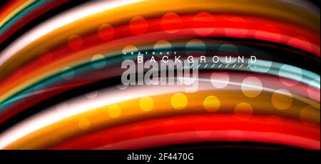 Multicolored wave lines on black background design. Multicolored wave lines on black background vector design Stock Vector